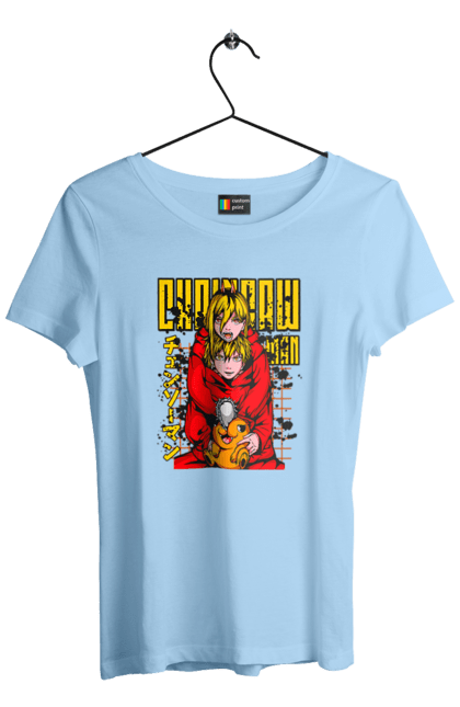 Women's t-shirt with prints Chainsaw Man Power and Denji. Anime, chainsaw man, demon, denji, manga, power, shonen. 2070702