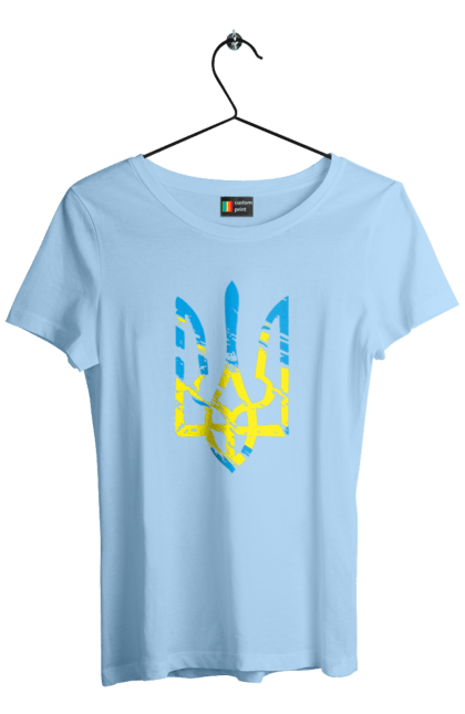 Women`s t-shirt with prints With Coat of Arms. Coat of arms, patriotic, trident, with a trident. 2070702