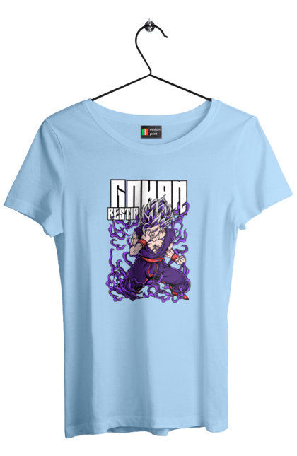 Women's t-shirt with prints Dragon Ball Gohan. Anime, dragon ball, gohan, goku, manga, tv series, vegeta. 2070702