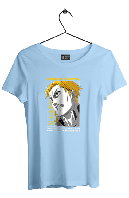 Women's t-shirt with prints Attack on Titan Erwin. Anime, attack on titan, erwin, erwin smith, manga, shingeki no kyojin, survey corps. 2070702