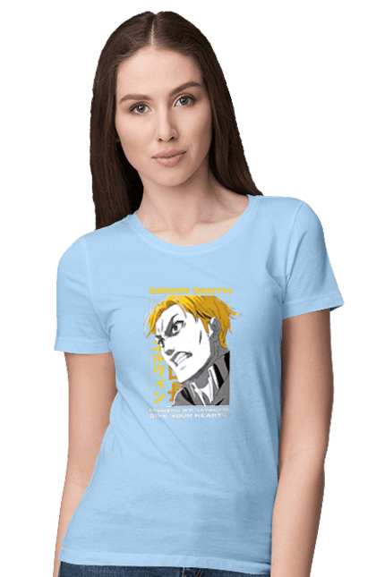 Women's t-shirt with prints Attack on Titan Erwin. Anime, attack on titan, erwin, erwin smith, manga, shingeki no kyojin, survey corps. 2070702