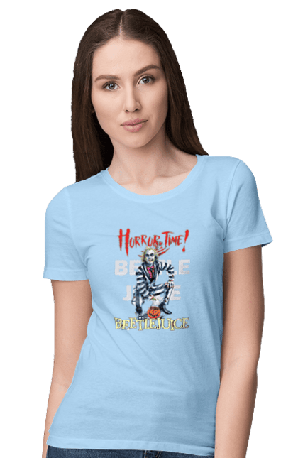 Women's t-shirt with prints Beetlejuice. Beetlejuice, comedy, ghost, horror, movie, tim burton, warner bros. 2070702