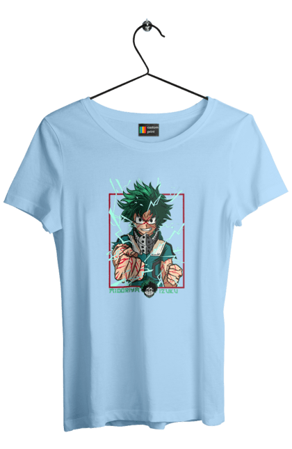 Футболка жіноча з принтом "Моя академія героїв Мідорія". Izuku, midoriya, my hero academia, аніме, ізуку мідорія, манга, мідорія, моя геройська академія. 2070702