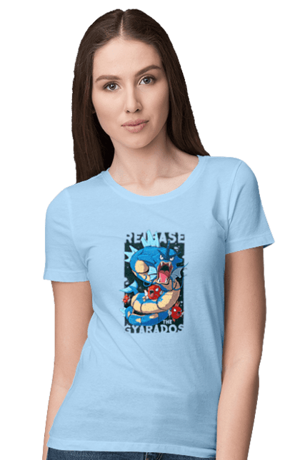 Women's t-shirt with prints Pokemon Gyarados. Anime, games, gyarados, nintendo, pokemon, pokemon go. 2070702