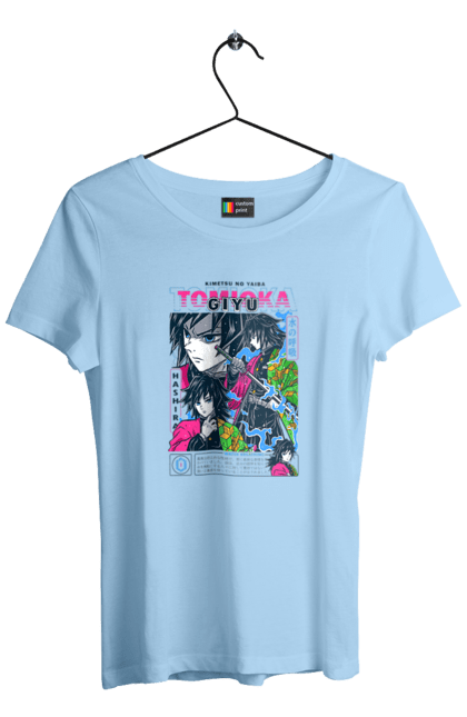 Women's t-shirt with prints Demon Slayer Giyu. Anime, demon slayer, giyu, giyu tomioka, kimetsu no yaiba, manga, serial. 2070702