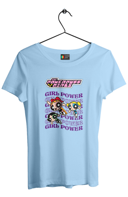 Women's t-shirt with prints Powerpuff Girls. Animated series, blossom, bubbles, buttercup, cartoon network, cool girls, heart, powerpuff girls. 2070702