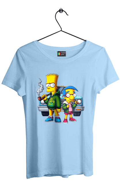 Women's t-shirt with prints Bart Breaking Bad. Bart, breaking bad, cartoon, character, laboratory, milhouse, serial, simpson, simpsons. 2070702