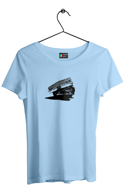 Футболка жіноча з принтом "Автомобіль". Автомобіль, імпала, класика, лоурайдер, шевроле. 2070702