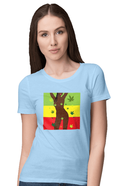 Women`s t-shirt with prints Naked Girl And Hemp. Hemp, naked, smoke, tits. 2070702