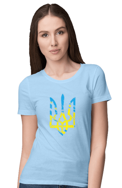 Women`s t-shirt with prints With Coat of Arms. Coat of arms, patriotic, trident, with a trident. 2070702