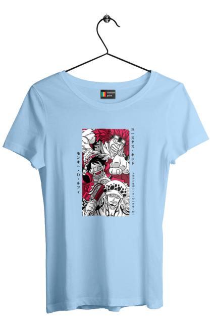 Women's t-shirt with prints One Piece Luffy. Anime, luffy, manga, monkey de luffy, one piece, pirates. 2070702