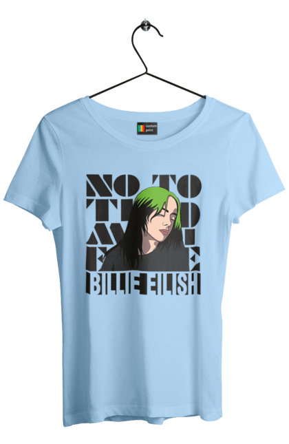 Футболка жіноча з принтом "Біллі Айліш". Біллі айліш, логотип біллі айліш, принт біллі айліш, співачка біллі айліш. 2070702