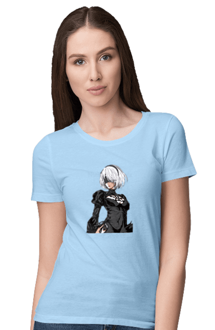 Women's t-shirt with prints Nier: Automata 2B. Character, executioner, game, nier: automata, platinum games, video game, yorha. 2070702