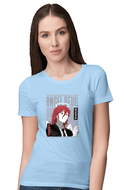 Women's t-shirt with prints Chainsaw Man Angel Devil. Angel devil, anime, chainsaw man, demon, manga, shonen. 2070702