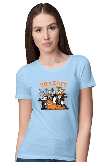 Women's t-shirt with prints 90s Cats Cartoons. Animated series, cartoon, cat, cats, garfield, tom. 2070702