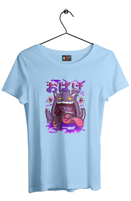 Women`s t-shirt with prints Pokemon Gengar. Anime, fushigibana, games, gengar, nintendo, pokemon, pokemon go. 2070702