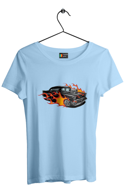 Футболка жіноча з принтом "Машина Вогонь". Автомобіль, вогонь, машина. 2070702