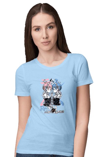 Women's t-shirt with prints Re:Zero. Anime, drama, fantasy, manga, ram, re:zero, rem, thriller. 2070702