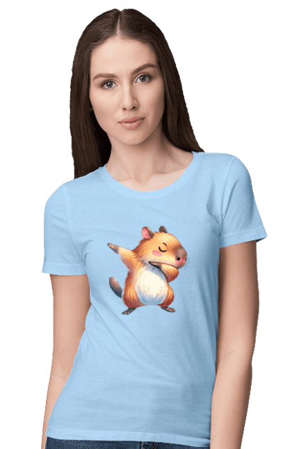 Women's t-shirt with prints Capybara. Animal, capybara, rodent. 2070702