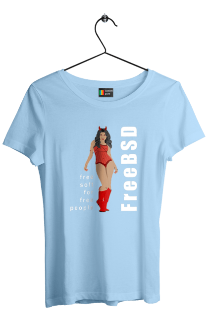 Футболка жіноча з принтом "Freebsd Для Вільних". Bsd, freebsd, unix, адміністратор, айті, айтішник, безкоштовна, безкоштовно, бестія, білий, вільна, демон, демонесса, дівчина, для дорослих, доступність, еротика, еротична, жінка, незалежність, операційна система, ос, програміст, програмне забезпечення, свобода, сисадмін, система, системний адміністратор, софт, текст, червоний. 2070702