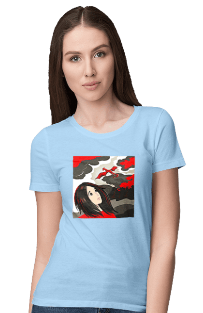 Women's t-shirt with prints Girl and dragon. Dragon, fantasy, romance, young woman. 2070702