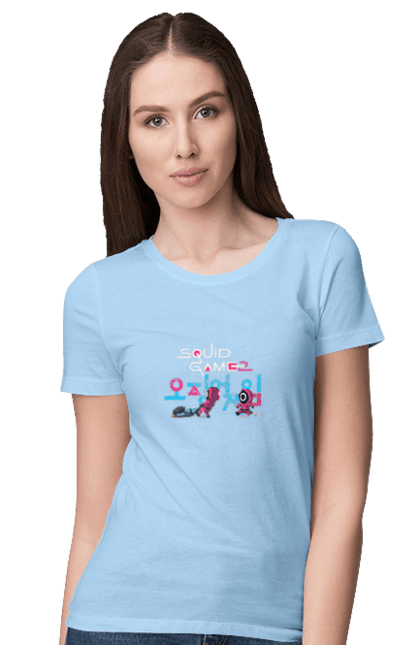 Women`s t-shirt with prints Squid Game. Netflix, security guard, squid game, tv series. 2070702