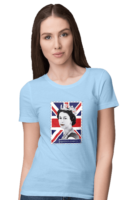 Women's t-shirt with prints Queen Elizabeth II. Britain, british, england, platinum jubilee, queen, queen elizabeth, queen elizabeth ii, rip queen elizabeth. 2070702