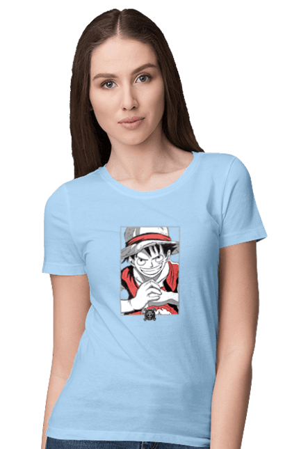 Women's t-shirt with prints One Piece Luffy. Anime, luffy, manga, monkey de luffy, one piece, pirates. 2070702