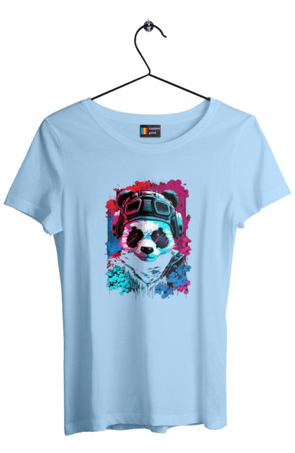 Футболка жіноча з принтом "Панда в VR шолом". Віртуальна реальність, гік, панда, персонаж, шолом. 2070702