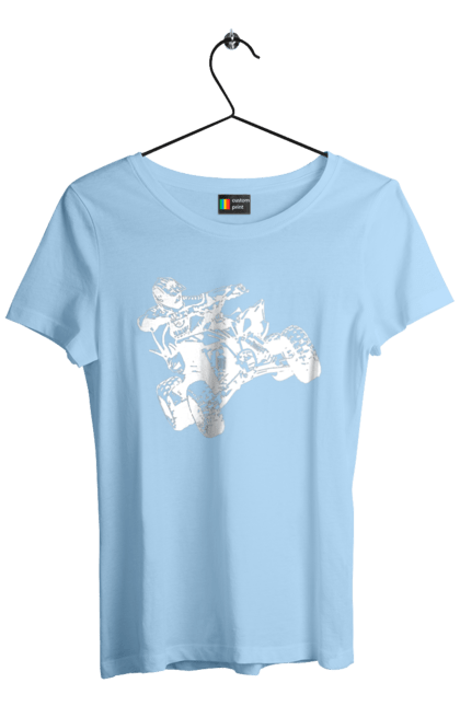Women`s t-shirt with prints Man On Atv White. Atv, extreme, race. 2070702