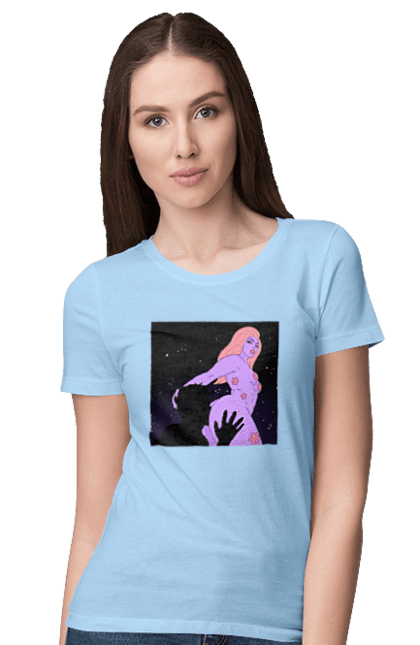 Футболка жіноча з принтом "Фіолетова Дівчина". Дівчина, тіло. 2070702