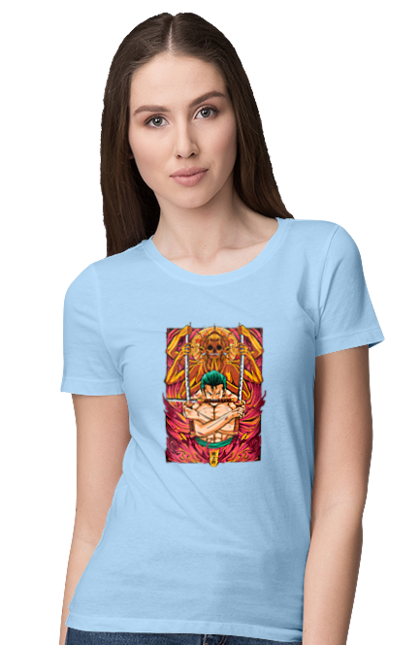 Women's t-shirt with prints One Piece Zoro. Anime, manga, one piece, roronoa zoro, straw hat pirates, swordsman, zoro. 2070702