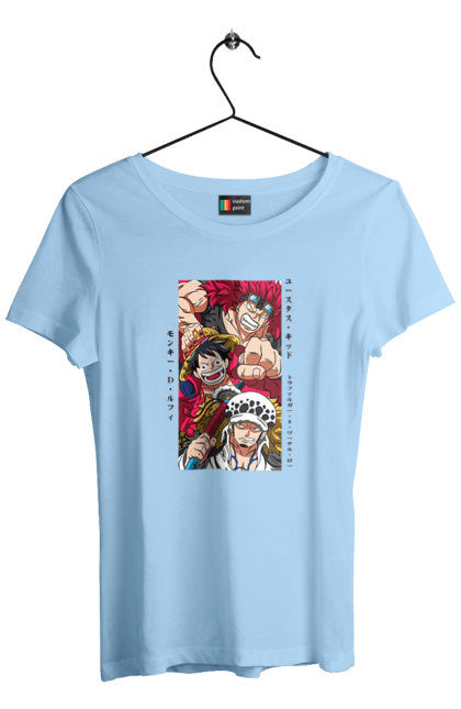 Women's t-shirt with prints One Piece Luffy. Anime, luffy, manga, monkey de luffy, one piece, pirates. 2070702