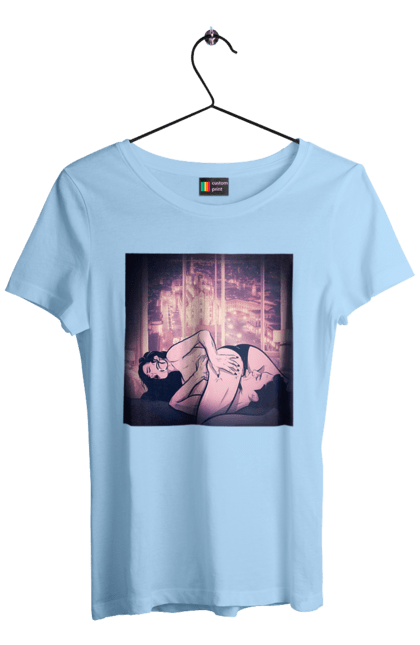 Футболка жіноча з принтом "Дорослі Ігри На Тлі Міста". Гола, кохання, лизати, трусики. 2070702