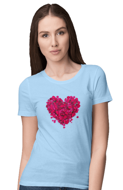 Women`s t-shirt with prints Heart From Rose Petals. Petals, rose flower. 2070702