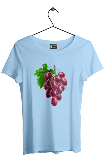 Футболка женская с принтом Виноград. Виноград, фрукт. 2070702