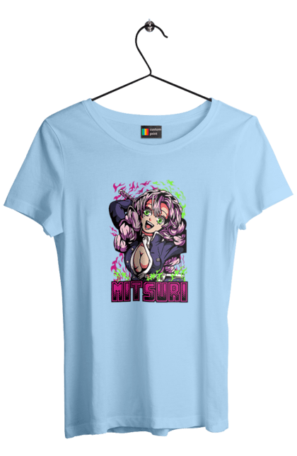 Women's t-shirt with prints Demon Slayer Mitsuri. Anime, demon slayer, giyu tomioka, manga, mitsuri, mitsuri kanroji, serial. 2070702