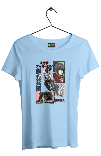 Women's t-shirt with prints Attack on Titan Mikasa Ackerman. Action film, anime, attack on titan, manga, mikasa, mikasa ackerman, post-apocalyptic. 2070702