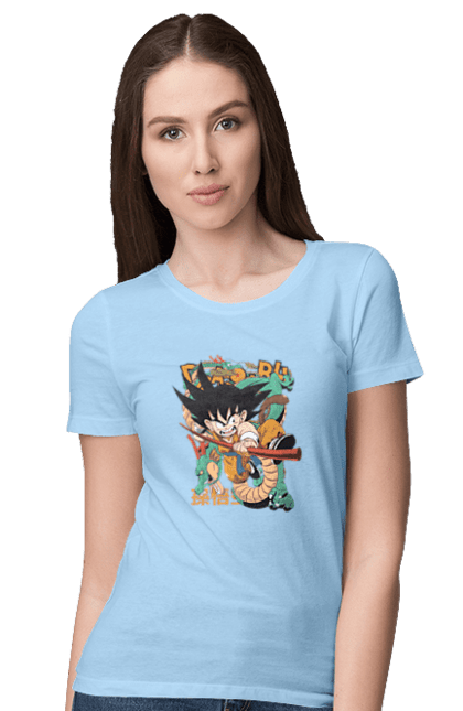 Футболка жіноча з принтом "Перли дракона Сон Гоку". Dragon ball, manga, son goku, аніме, гоку, манга, перли дракона, сон гоку. 2070702