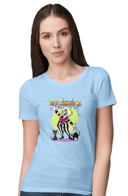 Women's t-shirt with prints Beetlejuice. Beetlejuice, comedy, ghost, horror, movie, tim burton, warner bros. 2070702