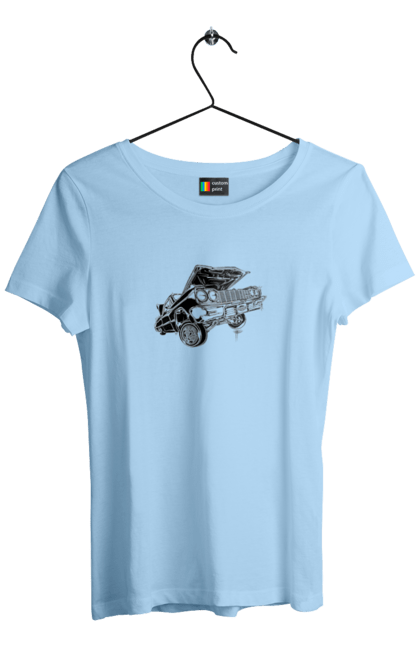 Футболка жіноча з принтом "Автомобіль". Автомобіль, імпала, класика, лоурайдер, шевроле. 2070702