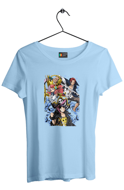 Women's t-shirt with prints One Piece Luffy. Anime, luffy, manga, monkey de luffy, one piece, pirates. 2070702