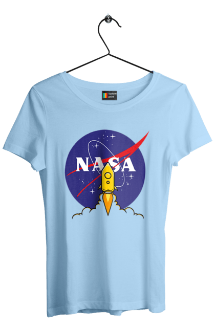 Women's t-shirt with prints NASA. Aeronautics, astronautics, aviation, nasa, research, rocket, science, space, technologies, usa. 2070702