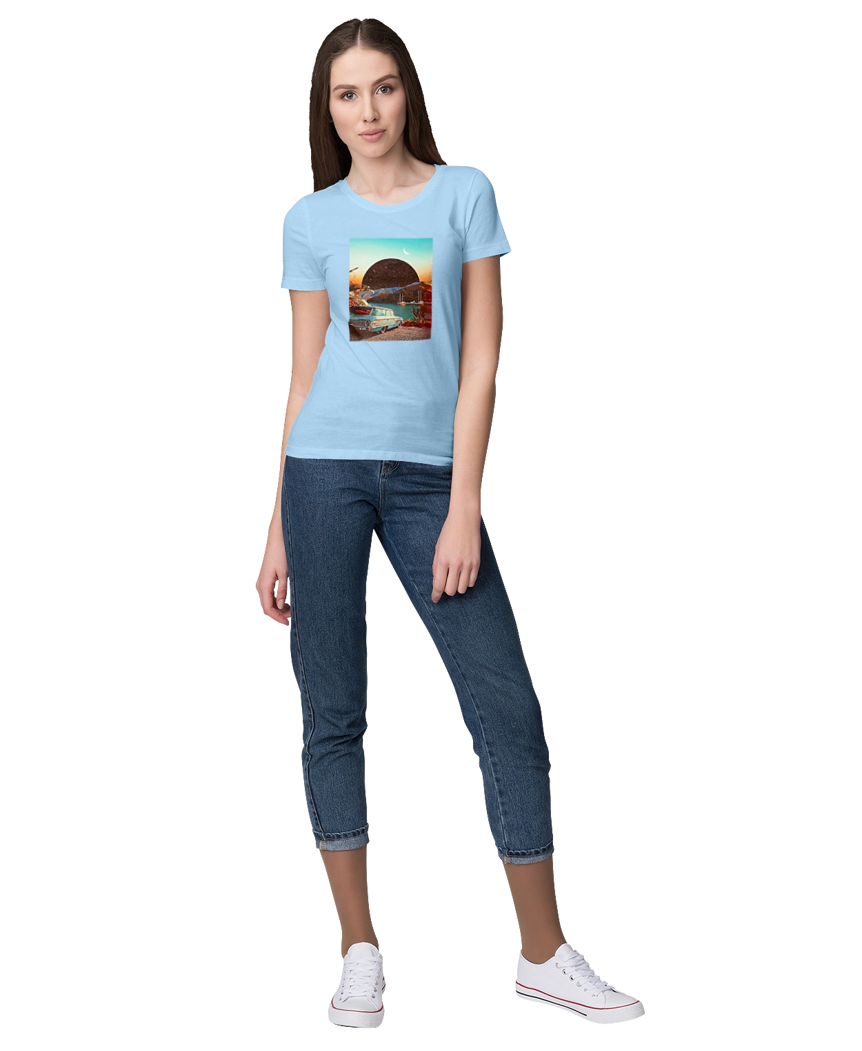 Картина, машина біля річки