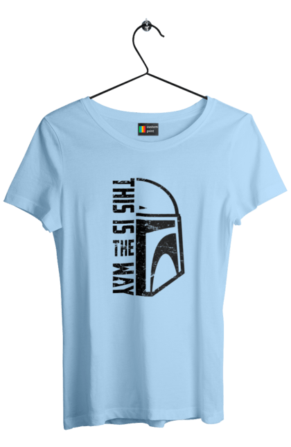 Women's t-shirt with prints This is the way. Baby yoda, cinema, disney, distressed, mandalorian, mandalorian helmet, movies, star wars, television series. 2070702