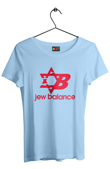 Футболка жіноча з принтом "Jew Balance Red". New balance, гумор, еврейські, жарти, жартівливі, літні, прикольні, червоний. 2070702