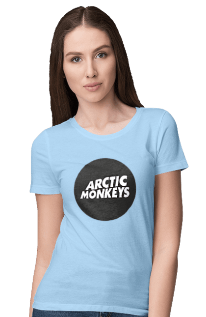 Women's t-shirt with prints Arctic Monkeys. Arctic monkeys, garage rock, group, indie rock, music, post-punk revival, psychedelic rock, rock. 2070702