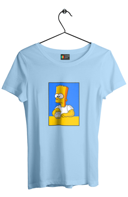 Футболка жіноча з принтом "Барт любитель пива". Барт, барт сімпсон, мультперсонажі, мультфільми, сімпсони, український прапор. 2070702