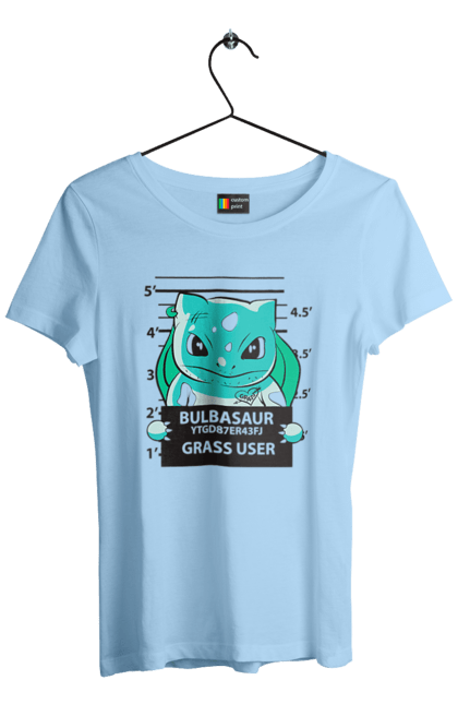 Women's t-shirt with prints Pokemon Bulbasaur. Anime, bulbasaur, games, nintendo, pokemon, pokemon go. 2070702