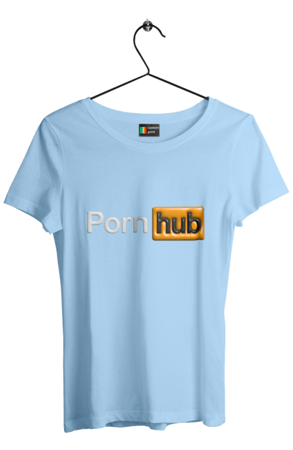 Футболка жіноча з принтом "Порно Хаб". Гумор, логотип порнохаб, молодіжна, порно хаб, порнхаб. 2070702